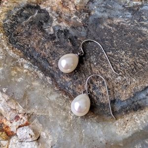 GENUINE PEARL • Pearl and Sterling Earrings